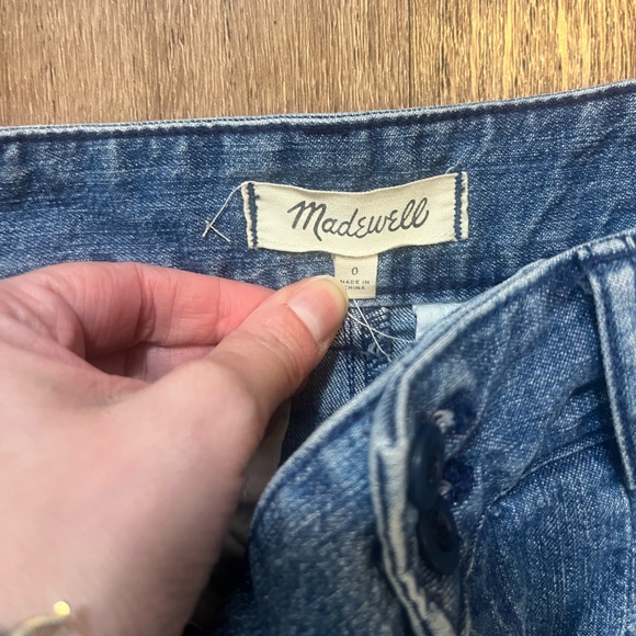 Madewell Pleated Wide Leg Jeans Size 0 High Rise Medium Wash - Picture 4 of 8